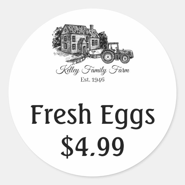 Customize Farm Fresh Egg Price Labels (Front)