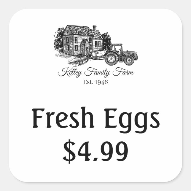 Customize Farm Fresh Egg Price Labels (Front)