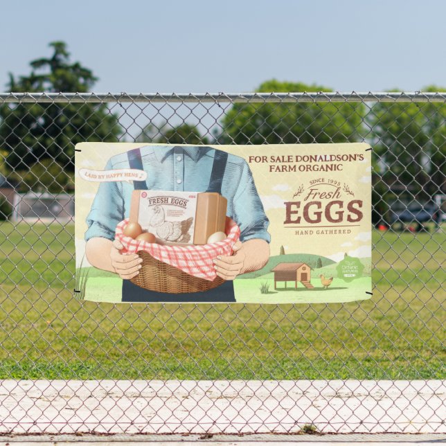 Customize Farm Fresh Organic Eggs For Sale Small Banner (Insitu)