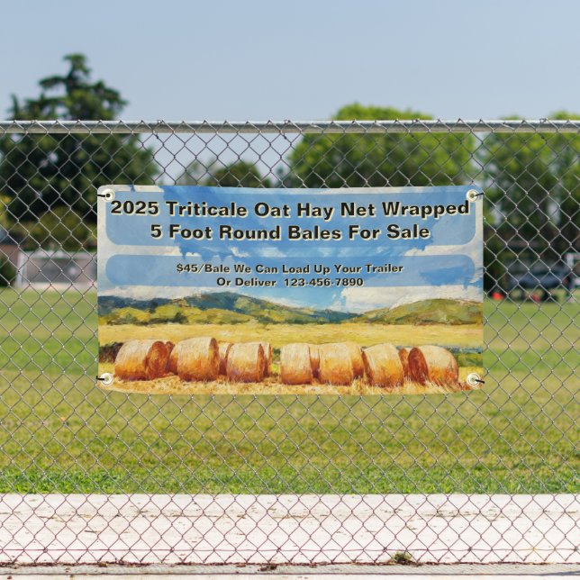 Customize Farm Round Bale Hay For Sale Banner (Insitu)