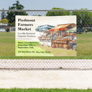Customize Farmers Market Green Brown Illustrated Banner
