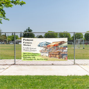 Customize Farmers Market Green Brown Illustrated Banner