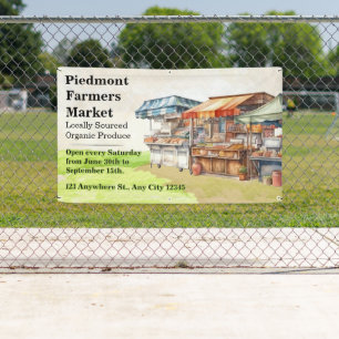 Customize Farmers Market Green Brown Illustrated Banner