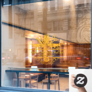 Customize Faux Gold Glitter Hair Salon And Spa Window Cling