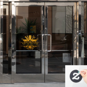 Customize Faux Gold Glitter Hair Salon And Spa Window Cling