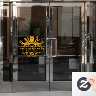 Customize Faux Gold Glitter Hair Salon And Spa Window Cling