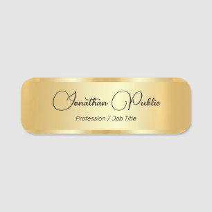 Customize Faux Gold Typed Script Name Elegant Tag