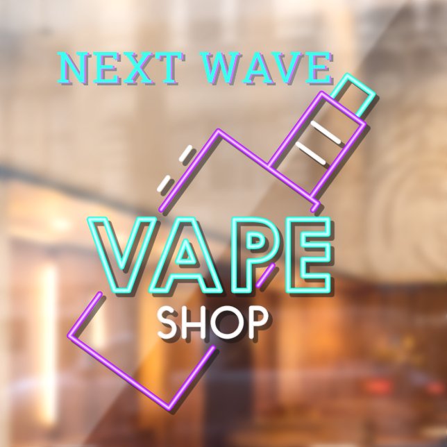 Customize Faux Neon Vape Shop Business Window Cling (Sheet 2)