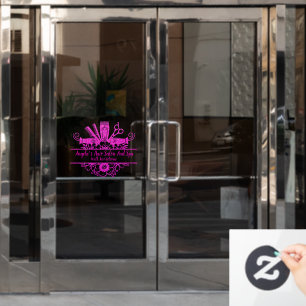 Customize Faux Pink Glitter Hair Salon And Spa Window Cling
