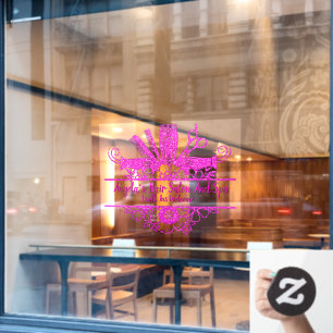 Customize Faux Pink Glitter Hair Salon And Spa Window Cling