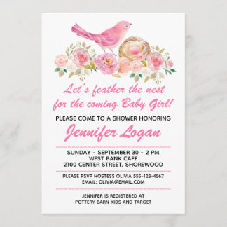 Customize Feather the Nest Baby Shower Invitation