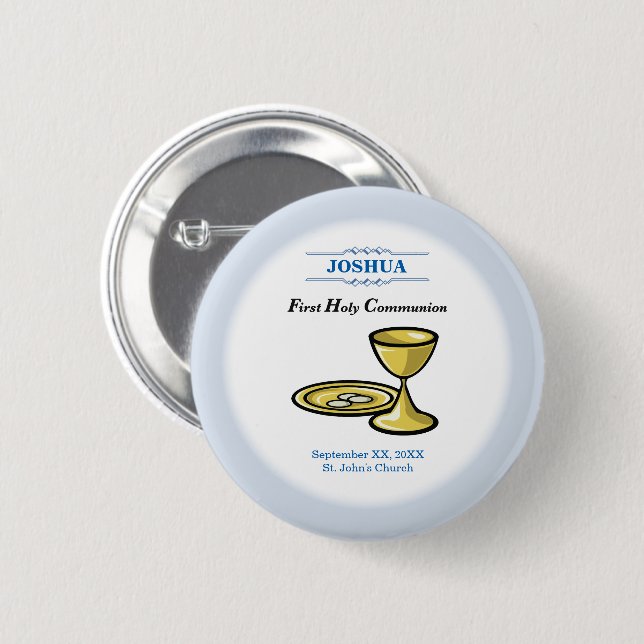 Customize, First Communion Body and Blood 2 Inch Round Button (Front & Back)