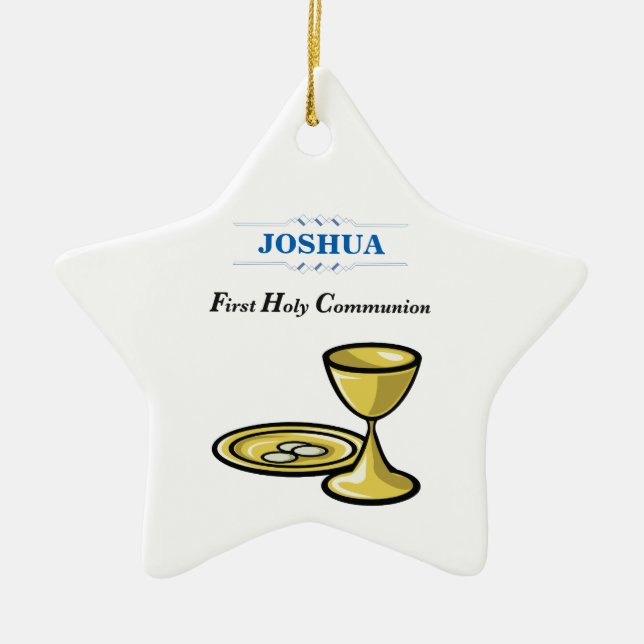Customize, First Communion Body and Blood Ceramic Ornament (Front)
