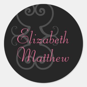 Customize First Names Elegant Black Seal Sticker