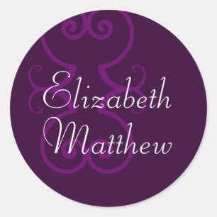 Customize First Names Elegant Purple Seal Sticker