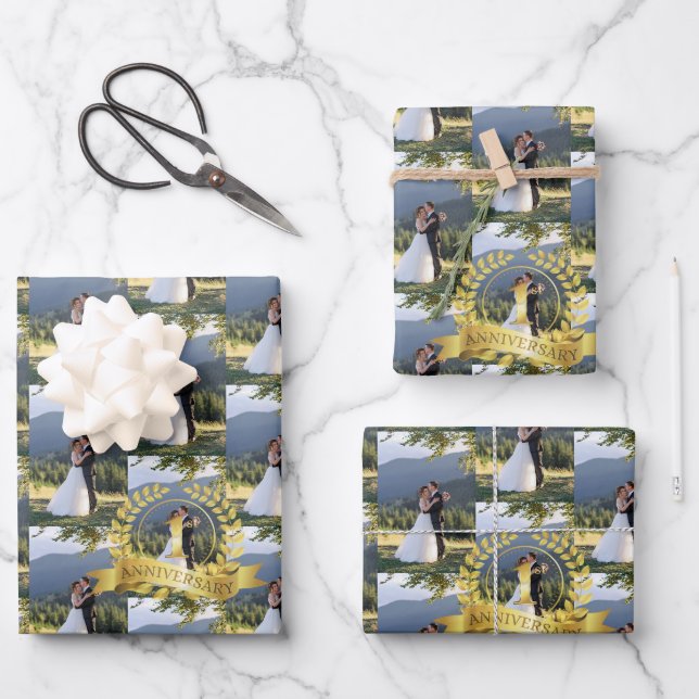 Customize First Wedding Anniversary Celebration   Wrapping Paper Sheet (Front)