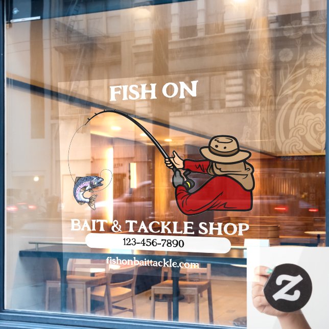 Customize Fishing Bait and Tackle Shop Business Window Cling (Cafe Window)