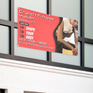 Customize Fitness Gym Woman Model Salmon Black Banner