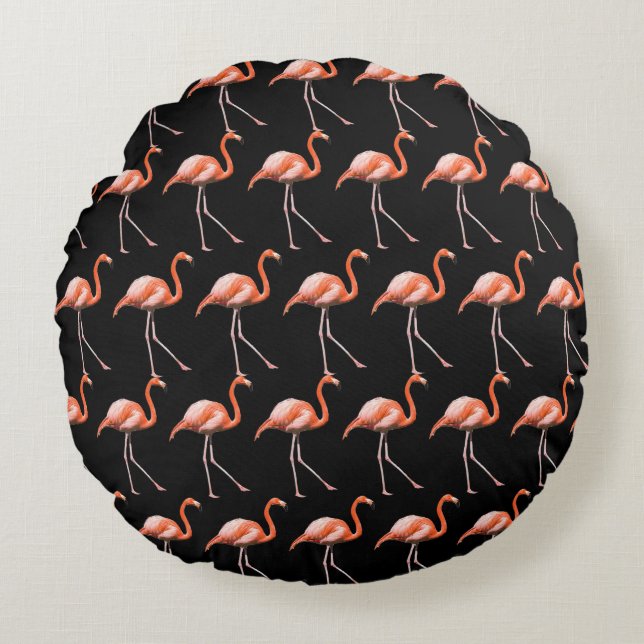Customize Flamingos Round Pillow (Front)