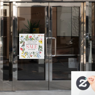 Customize Floral White Mother's Day Sale Shop Window Cling