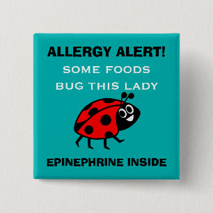 Customize Food Allergy Alert Ladybug Button