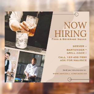 Customize Food Bar Beverage Grill Crew Now Hiring Window Cling