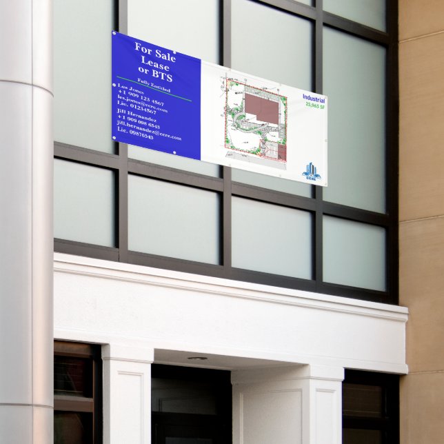 Customize For Sale Lease or BTS Site Drawing Logo Banner (Outside Building)