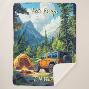 Customize Four Wheel Drive Let's Escape To NoWhere Sherpa Blanket