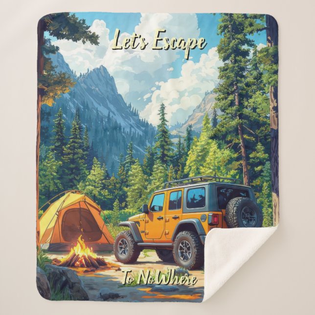 Customize Four Wheel Drive Let's Escape To NoWhere Sherpa Blanket (Front)