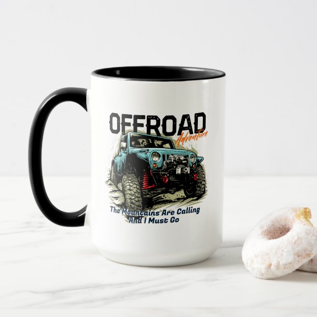 Customize Four Wheel Drive The Mountains Calling Mug (With Donut)