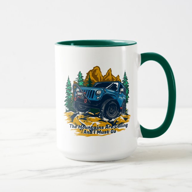 Customize Four Wheel Drive The Mountains Calling Mug (Right)