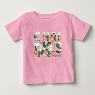 Customize Funny Christmas Alphabet wild Animal Baby T-Shirt