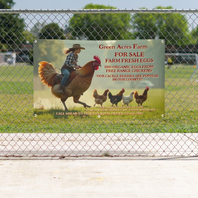 Customize Funny Organic Farm Fresh Eggs Cage Free Banner (Insitu)