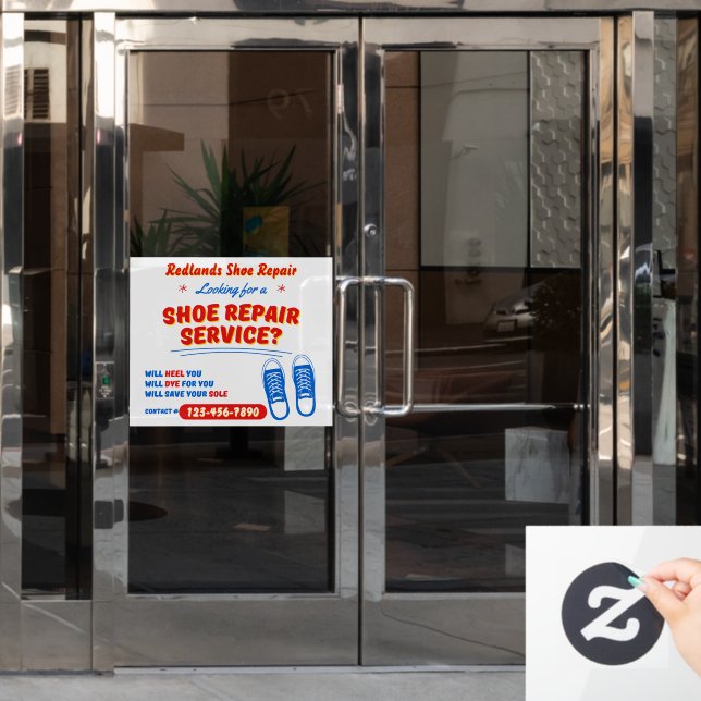 Customize Funny Shoe Repair Service Promo Window Cling (Office Door)