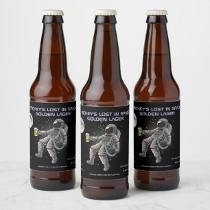 Customize Funny Spaceman Astronaut Lost In Space  Beer Bottle Label