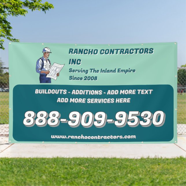Customize General Contractor Jobsite Advertisement Banner (Outside)