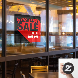Customize Generic Clearance Sale Up To Percent Off Window Cling
