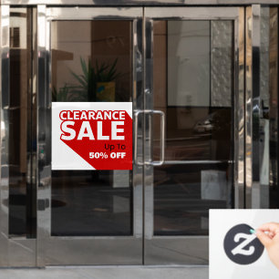 Customize Generic Clearance Sale Up To Percent Off Window Cling