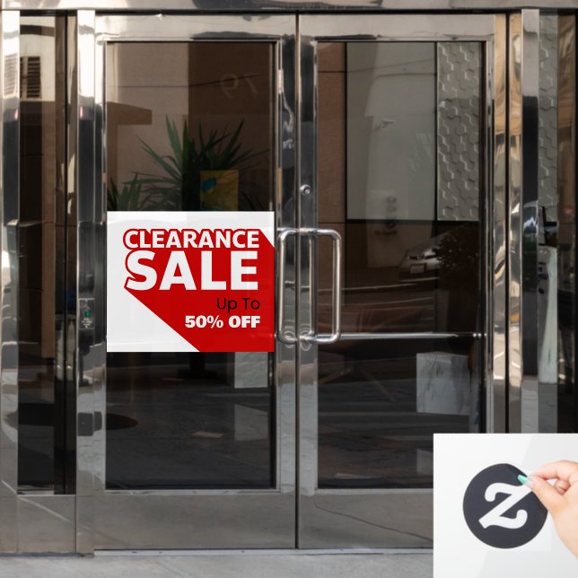 Customize Generic Clearance Sale Up To Percent Off Window Cling (Office Door)