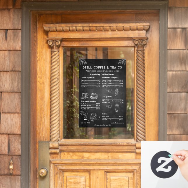 Customize Generic Coffee Menu Price Chalkboard  Window Cling (Home Door)