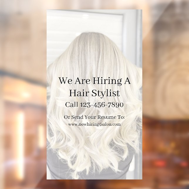 Customize Generic Hair Salon Now Hiring  Window Cling (Sheet 2)