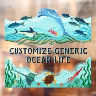 Customize Generic Ocean Life Small Business Front Window Cling