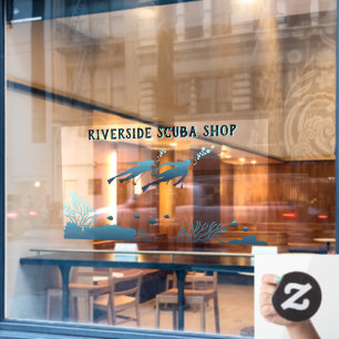 Customize Generic Scuba Dive Shop Coral Reef Front Window Cling