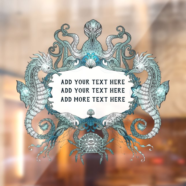 Customize Generic Seahorse Crab Octopus Nautical  Window Cling (Sheet 2)