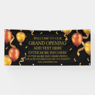 Customize Gold Balloons Ribbons Grand Opening Shop Banner