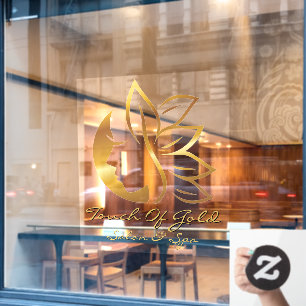 Customize Gold Hair Salon and Spa Business Front Window Cling