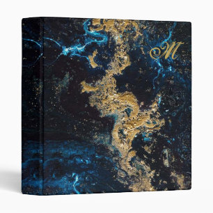 Customize Gold Navy Blue MARBLE Files Ring Binder