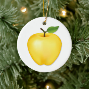 Customize Golden Delicious Apple Ceramic Ornament