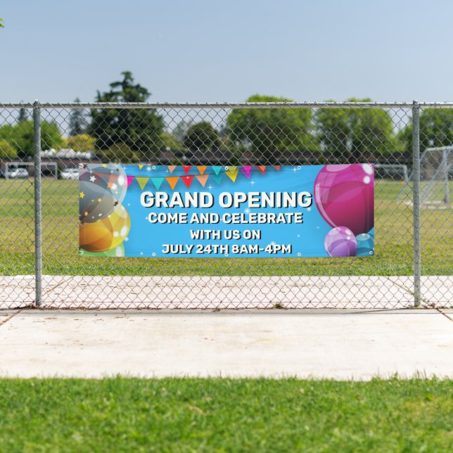 Customize Grand Opening  Balloons Bunting Business Banner (Insitu)
