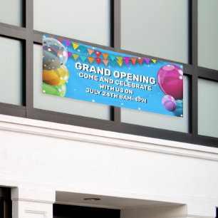 Customize Grand Opening  Balloons Bunting Business Banner